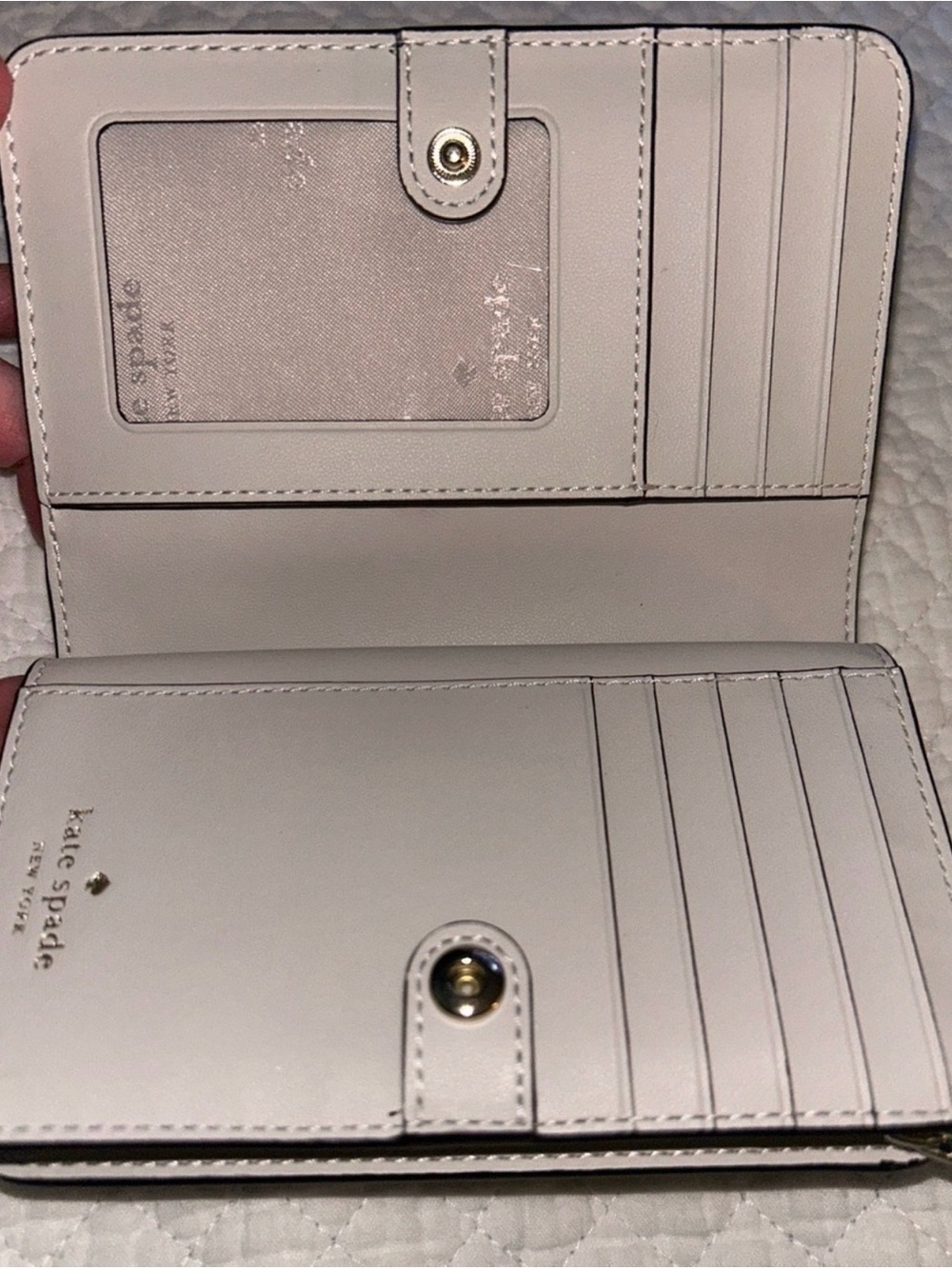 kate spade Gray and White Pebbled Leather Satchel with matching wallet - Picture 9 of 10